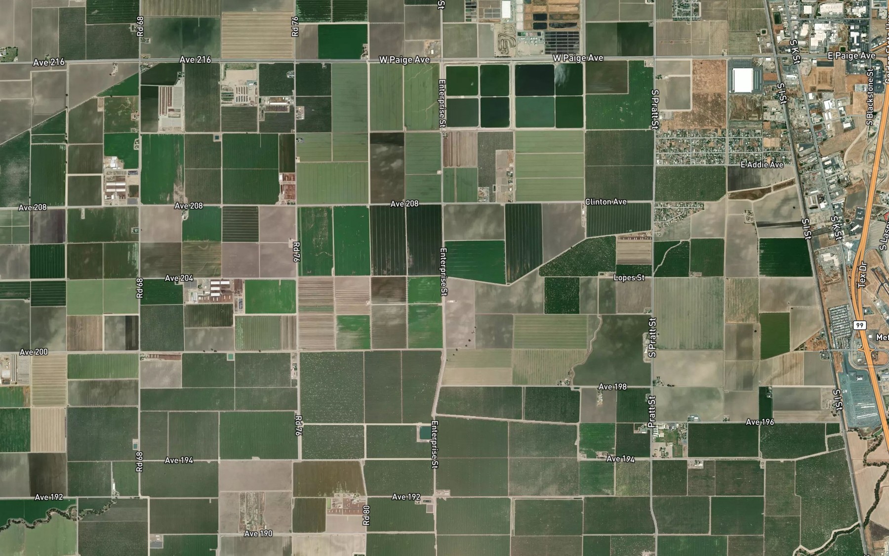 Satellite map of the Tulare Irrigation Canal