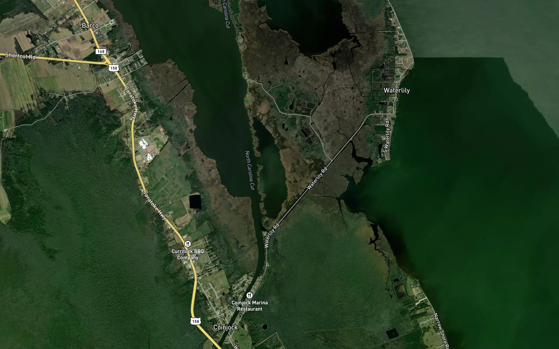 Satellite map of the Piney Island Bay