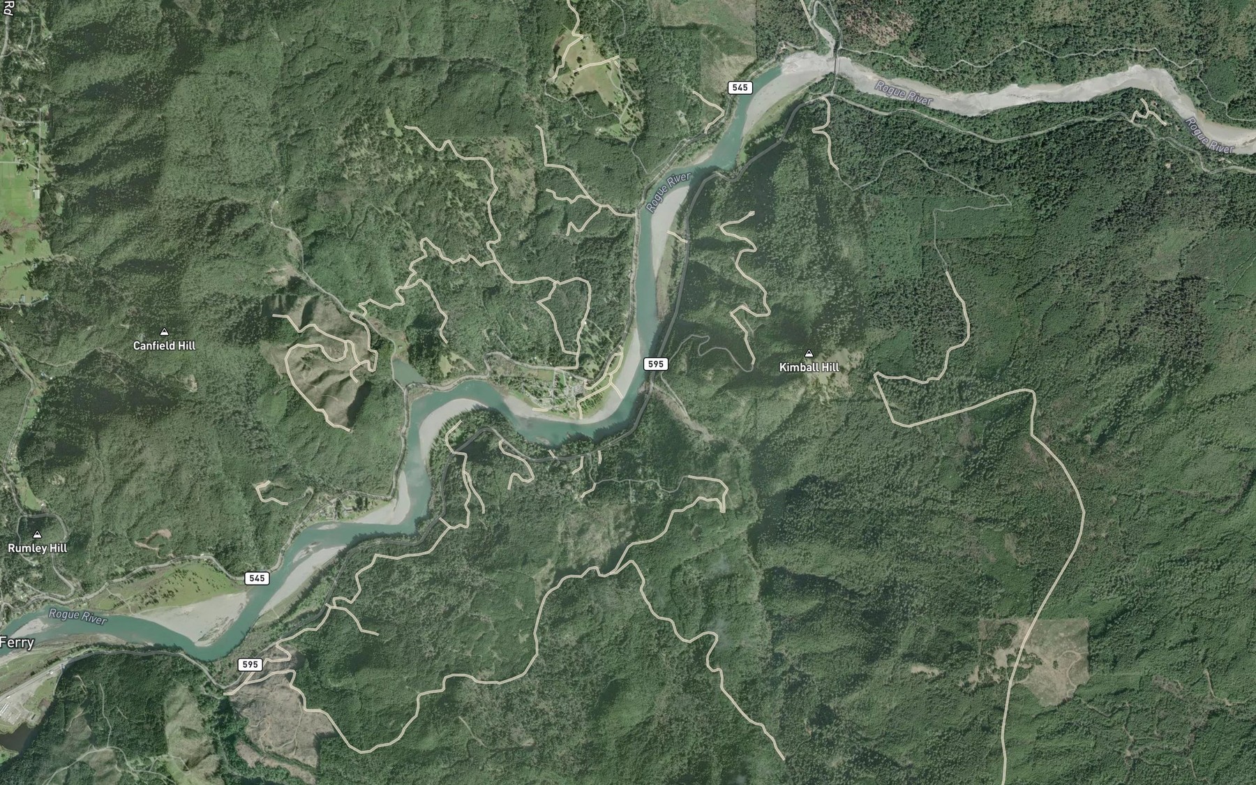 Satellite map of the Kimball Creek