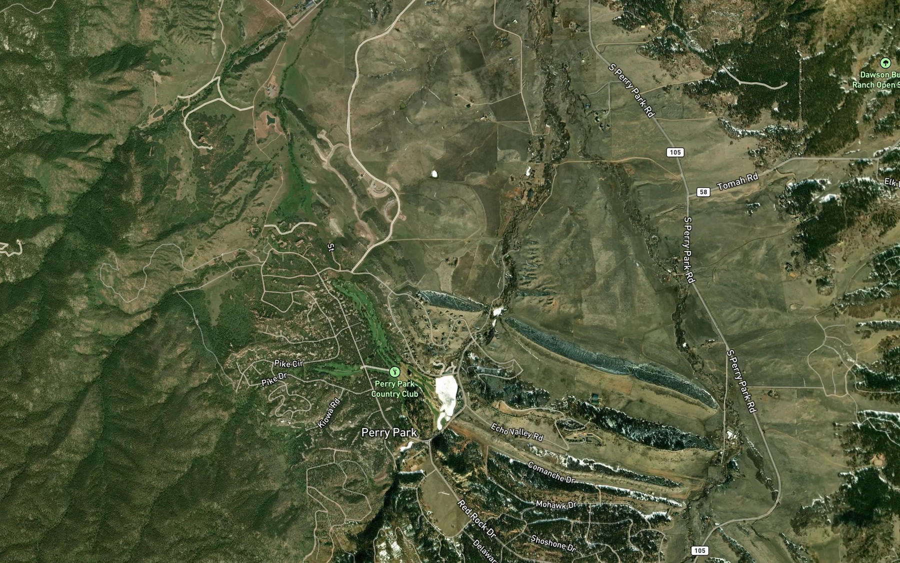 Satellite map of the Pleasant Park Ditch