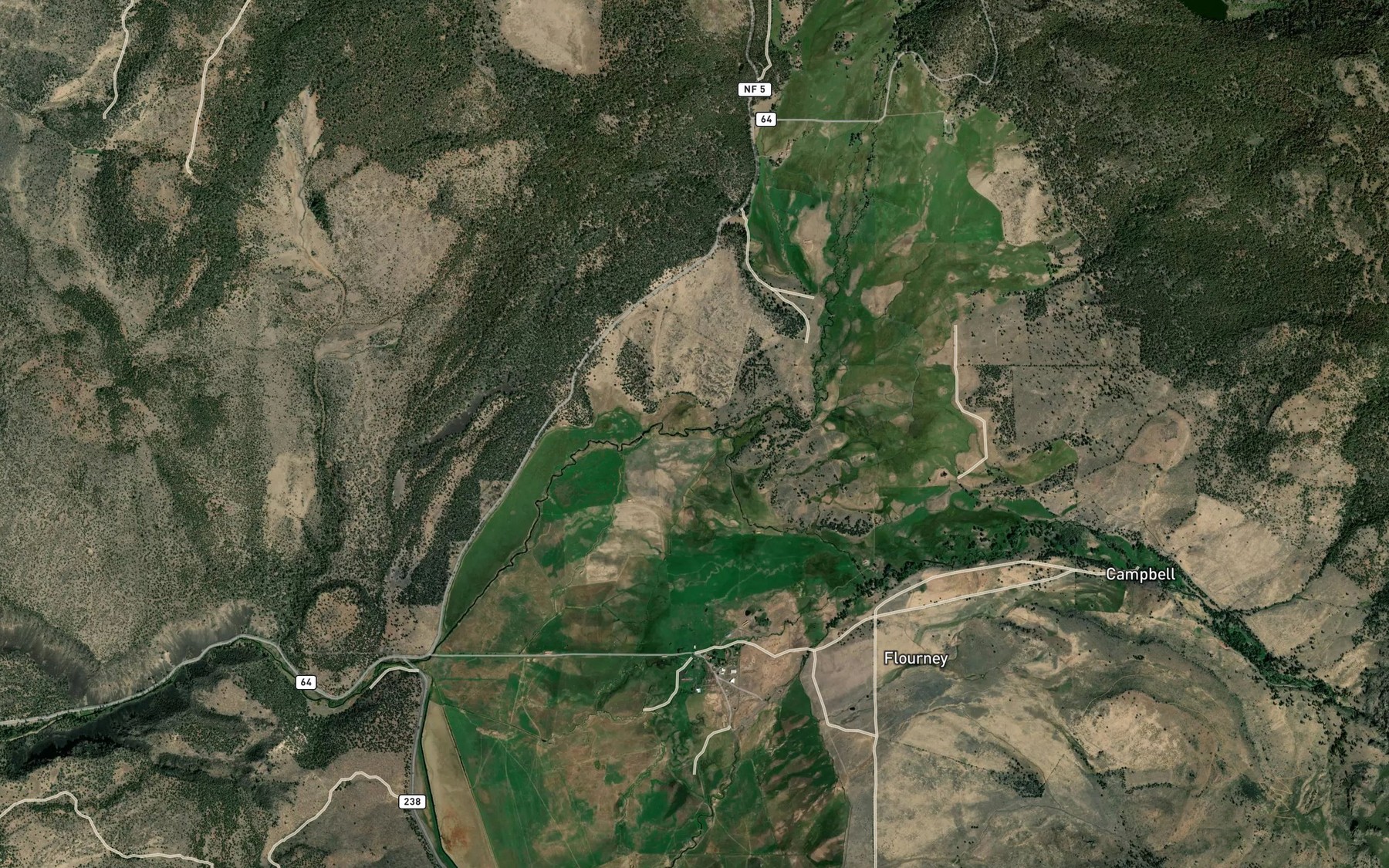 Satellite map of the East Creek