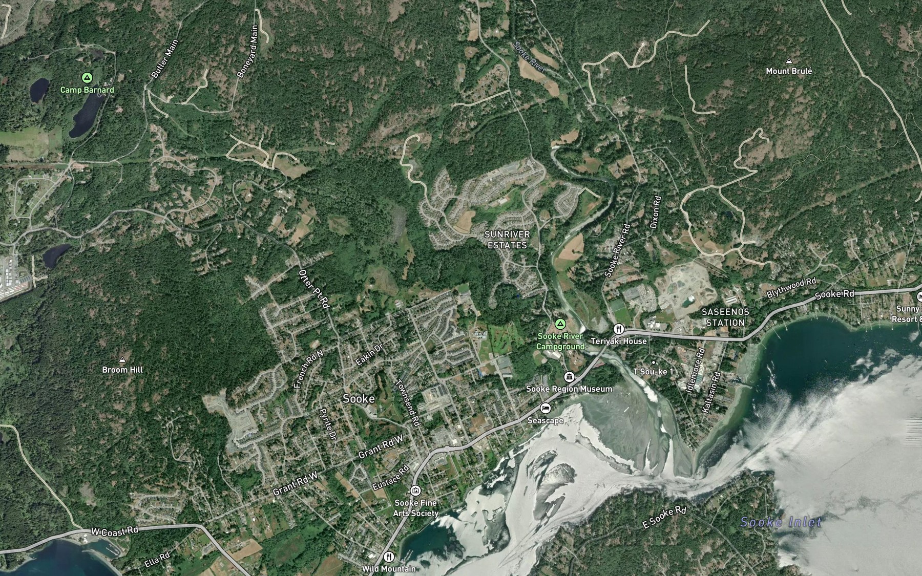 Satellite map of the Poirier Creek