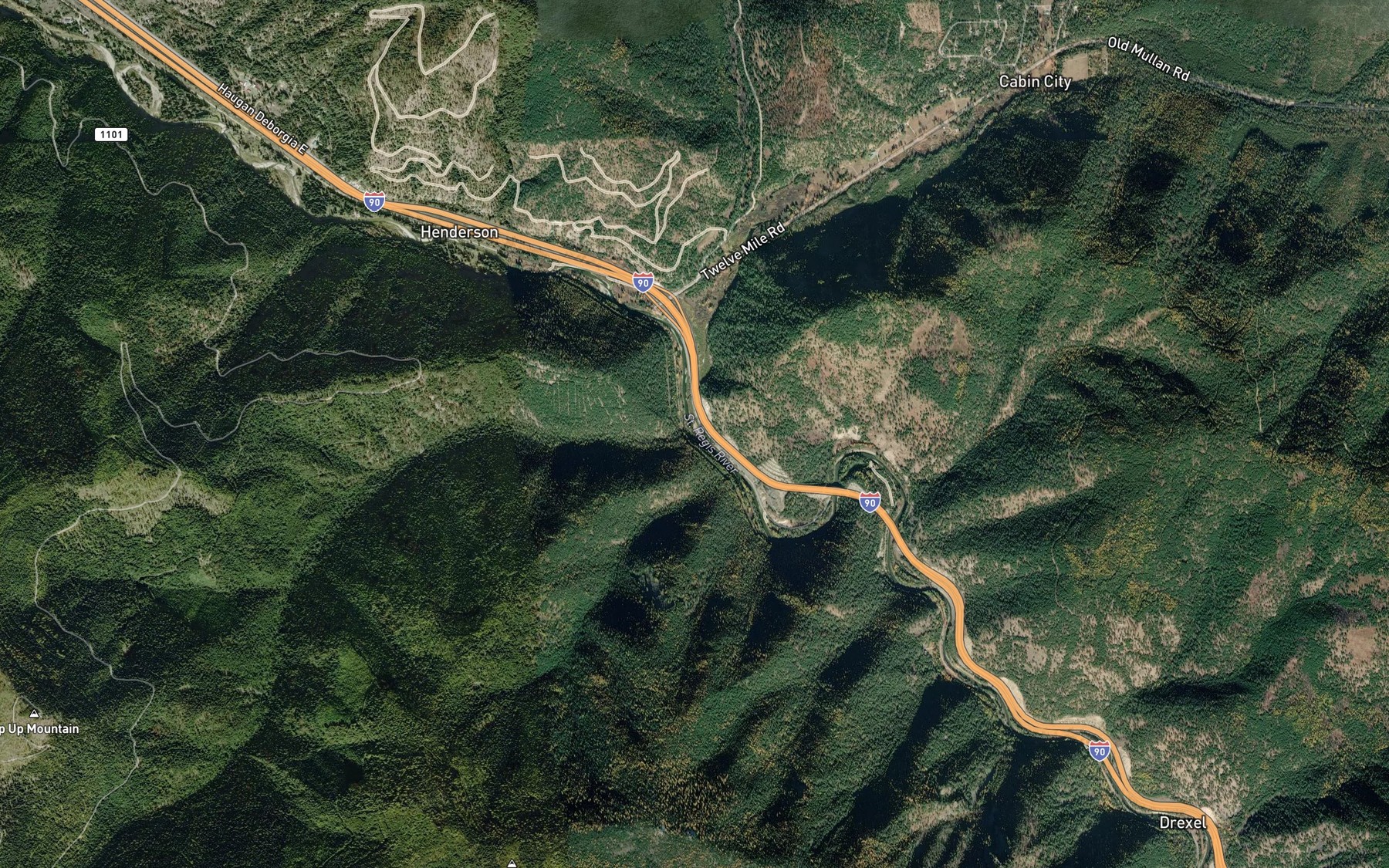 Satellite map of the Henderson Creek