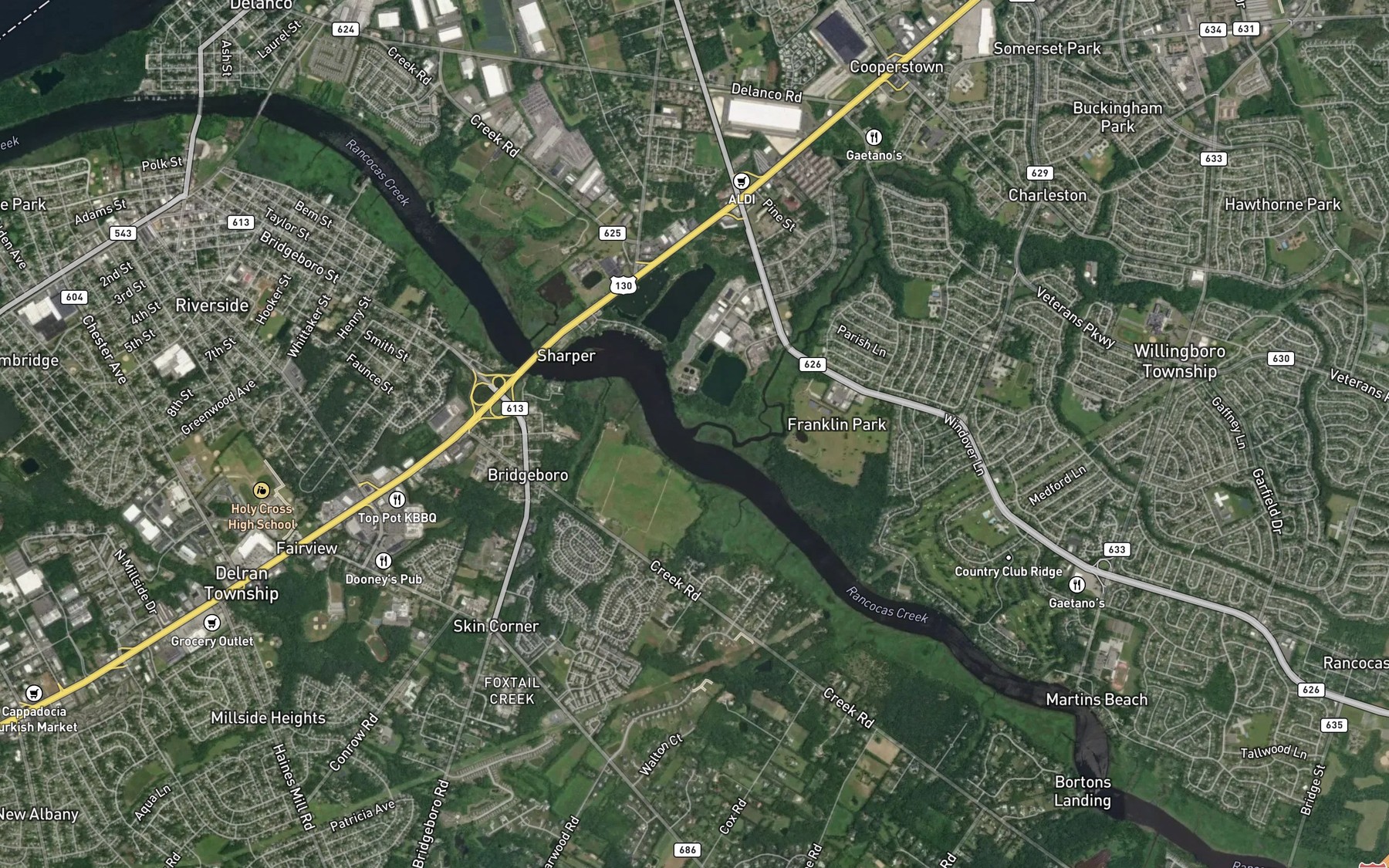 Satellite map of the Mill Creek