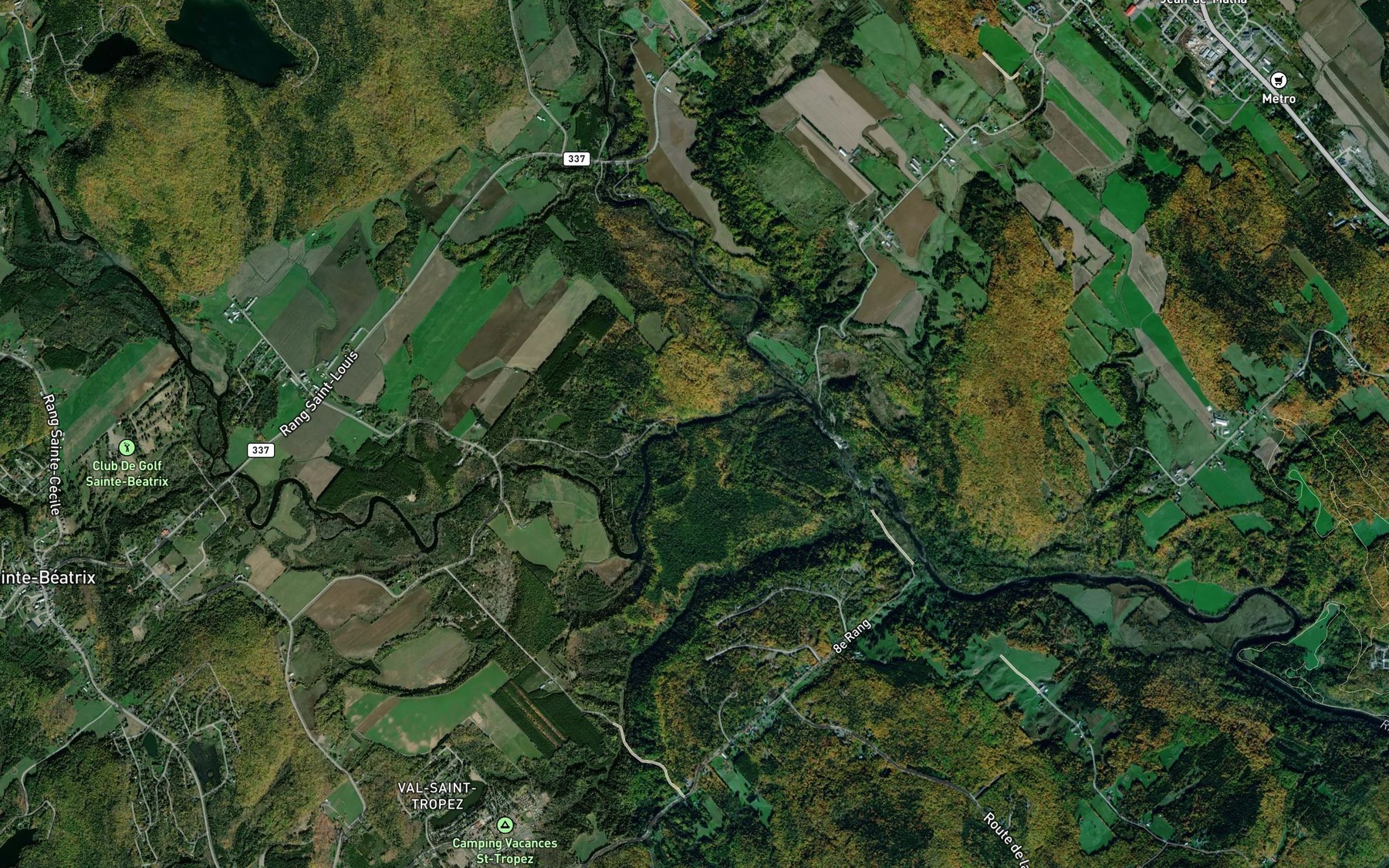 Satellite map of the Cascades Desjardins