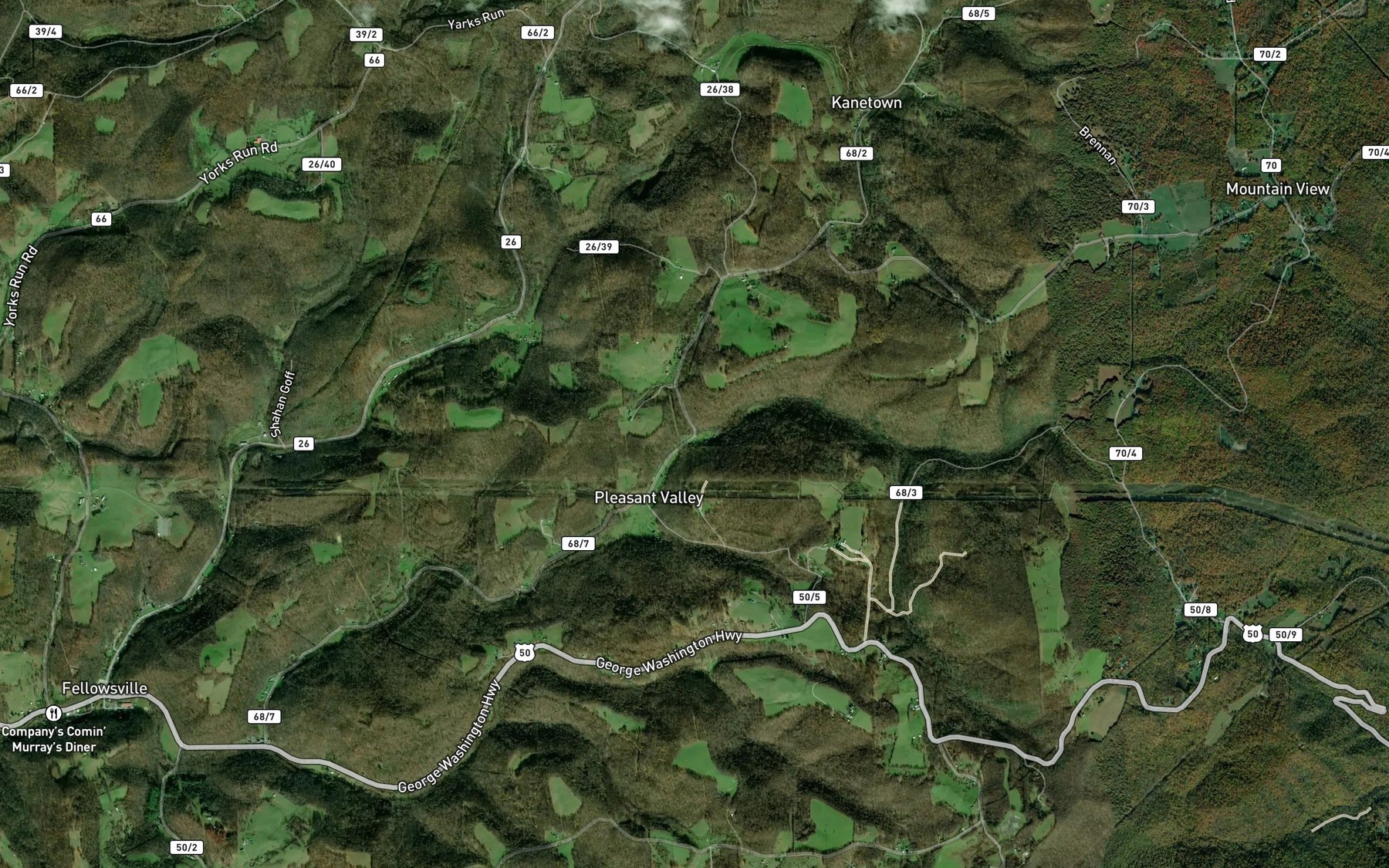 Satellite map of the Frog Run