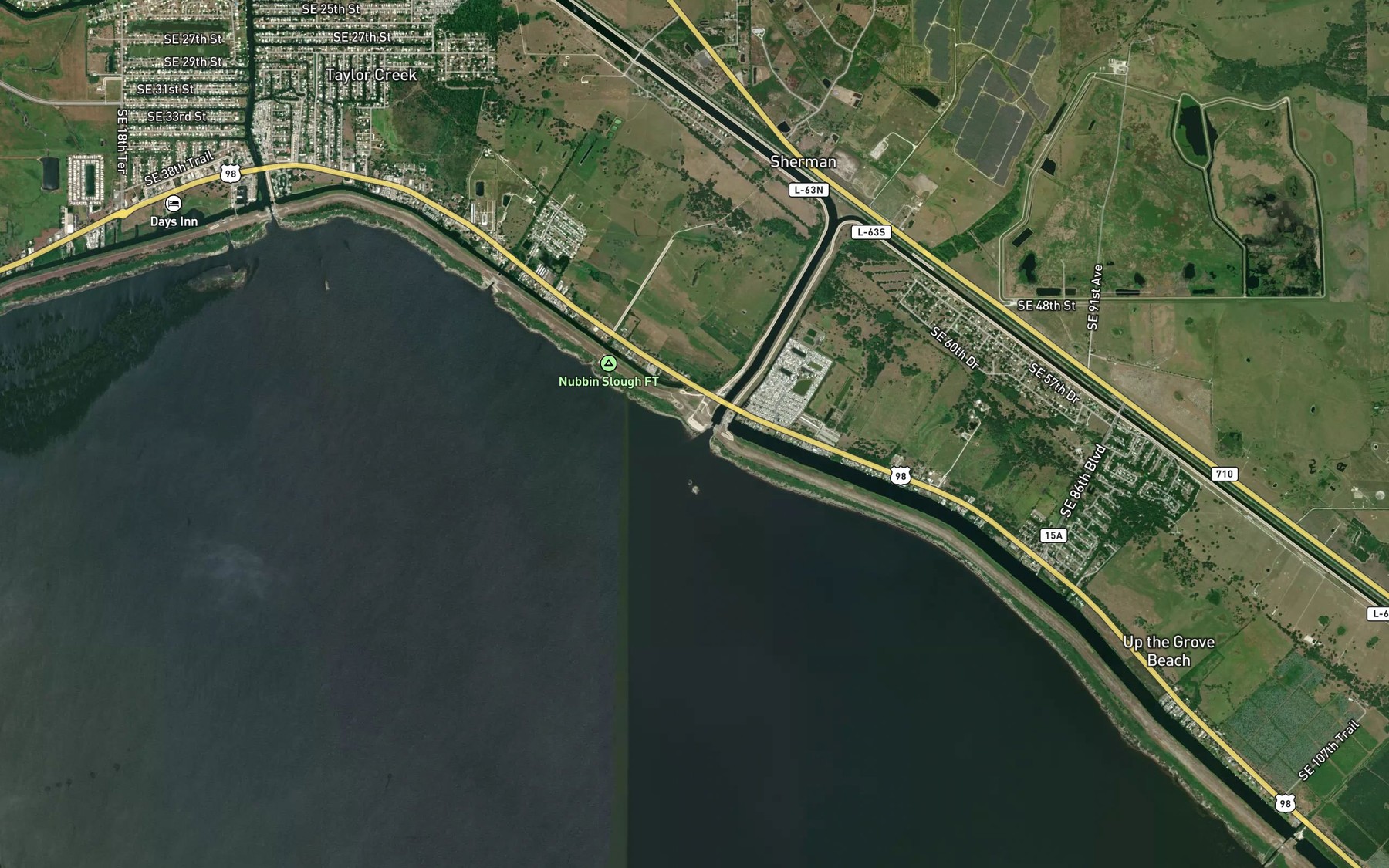 Satellite map of the Nubbin Slough