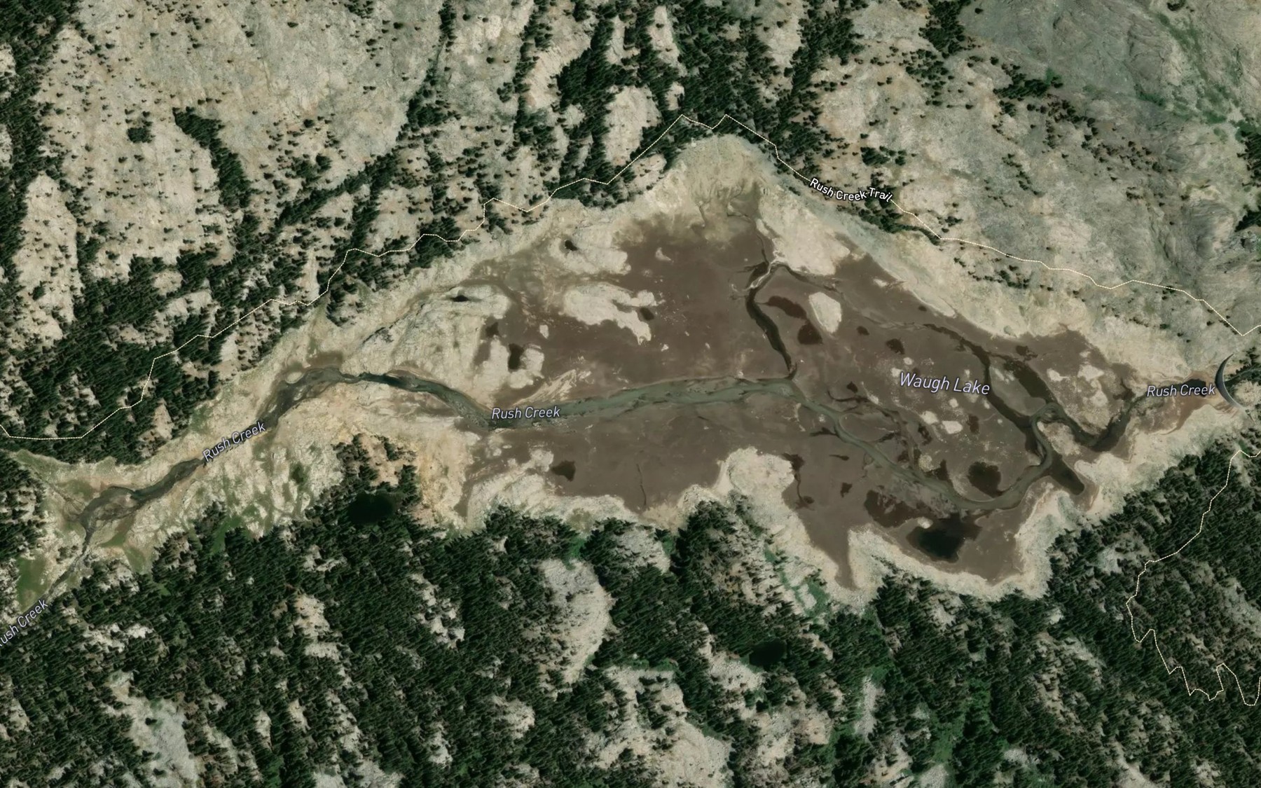 Satellite map of the Waugh Lake