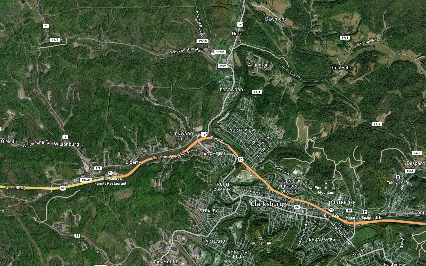 Satellite map of the Limestone Run