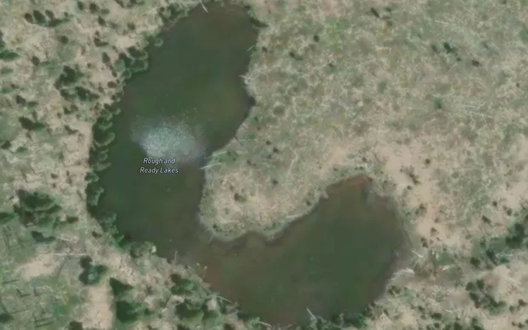 Satellite map of the Rough and Ready Lakes