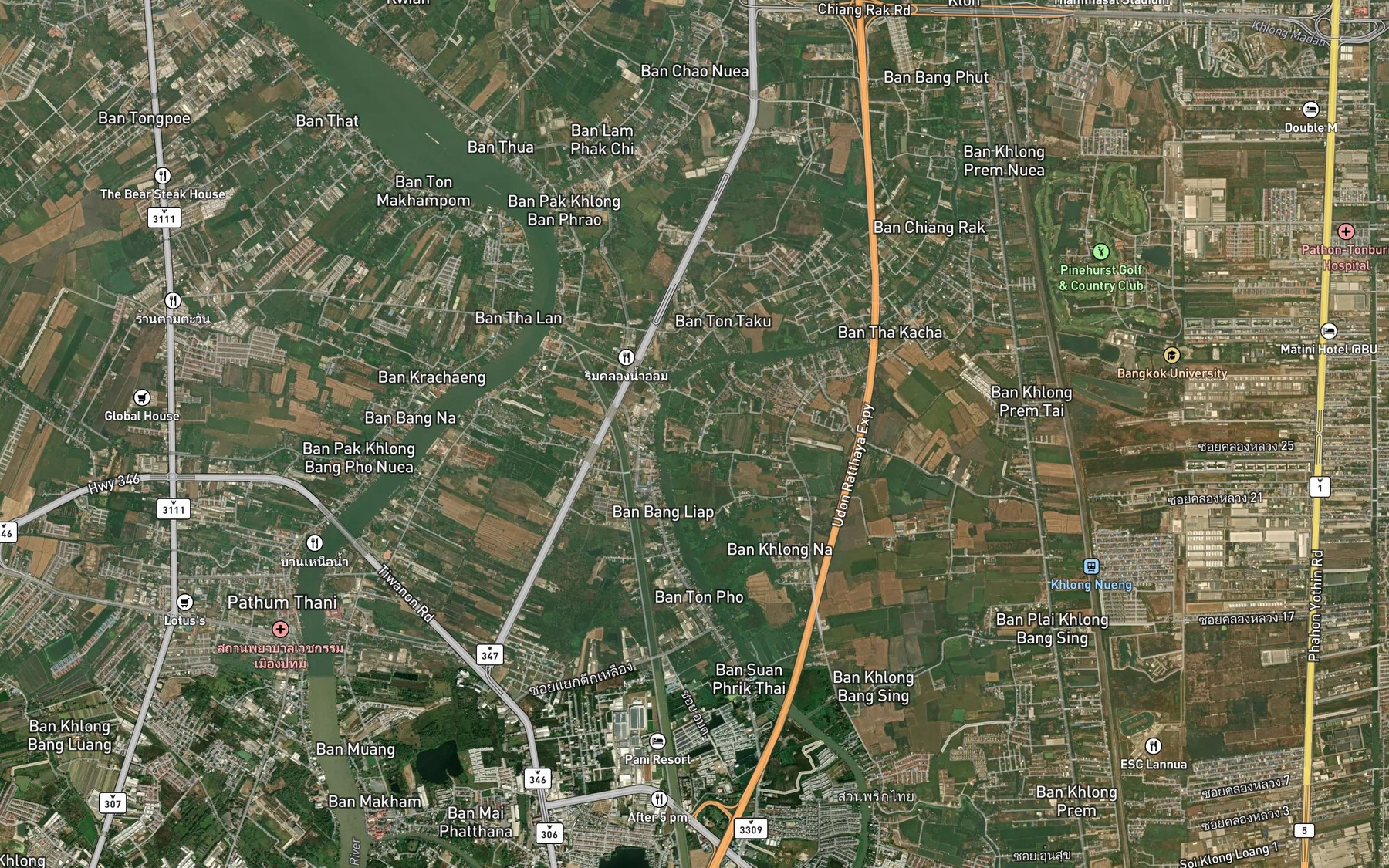Satellite map of the Khlong Chiang Rak