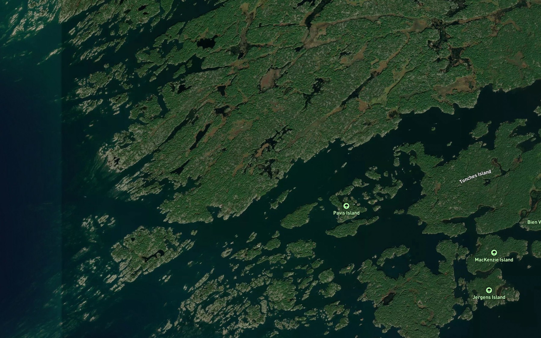 Satellite map of the Pelham Cove