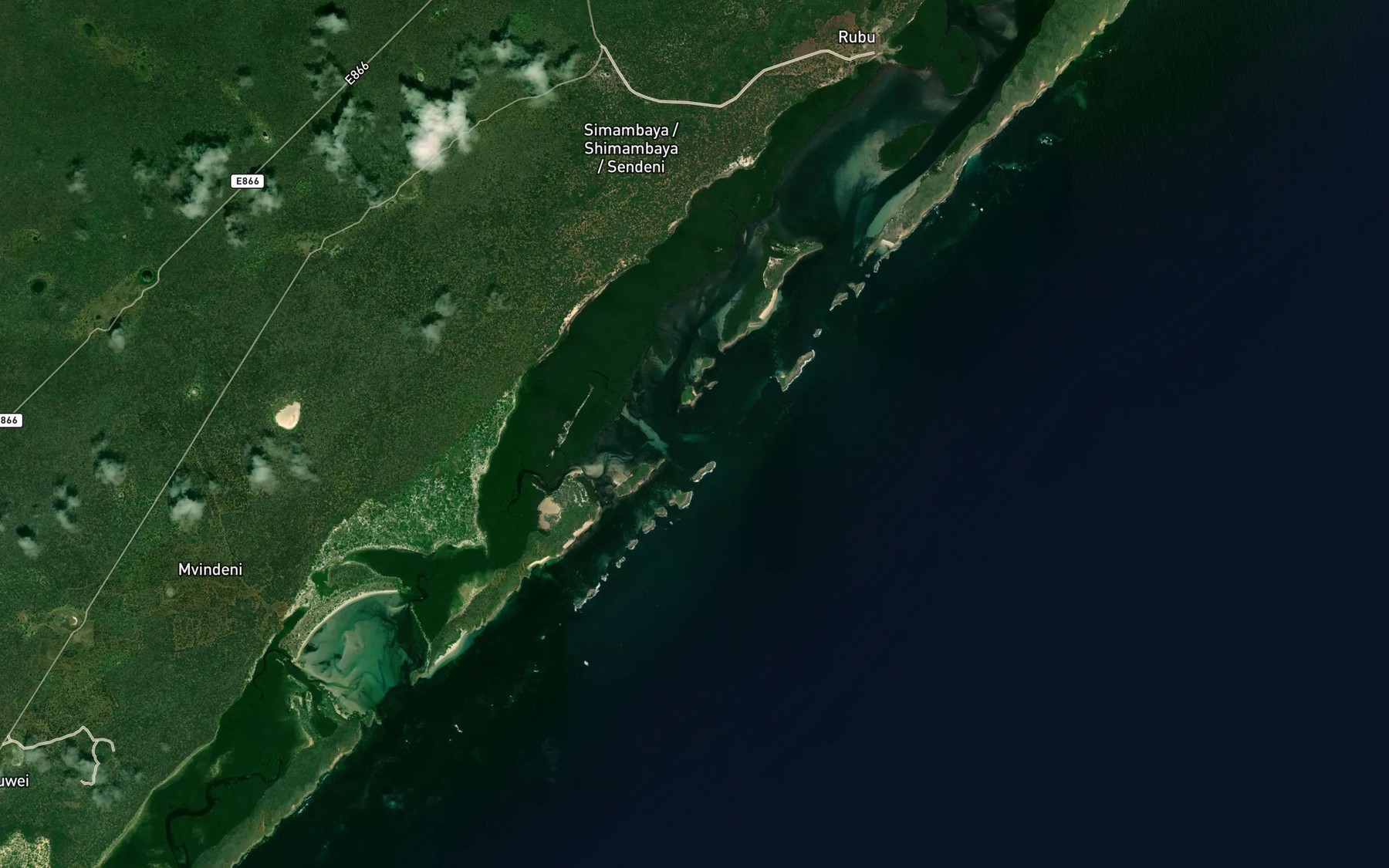 Satellite map of the Mlango wa Hindi
