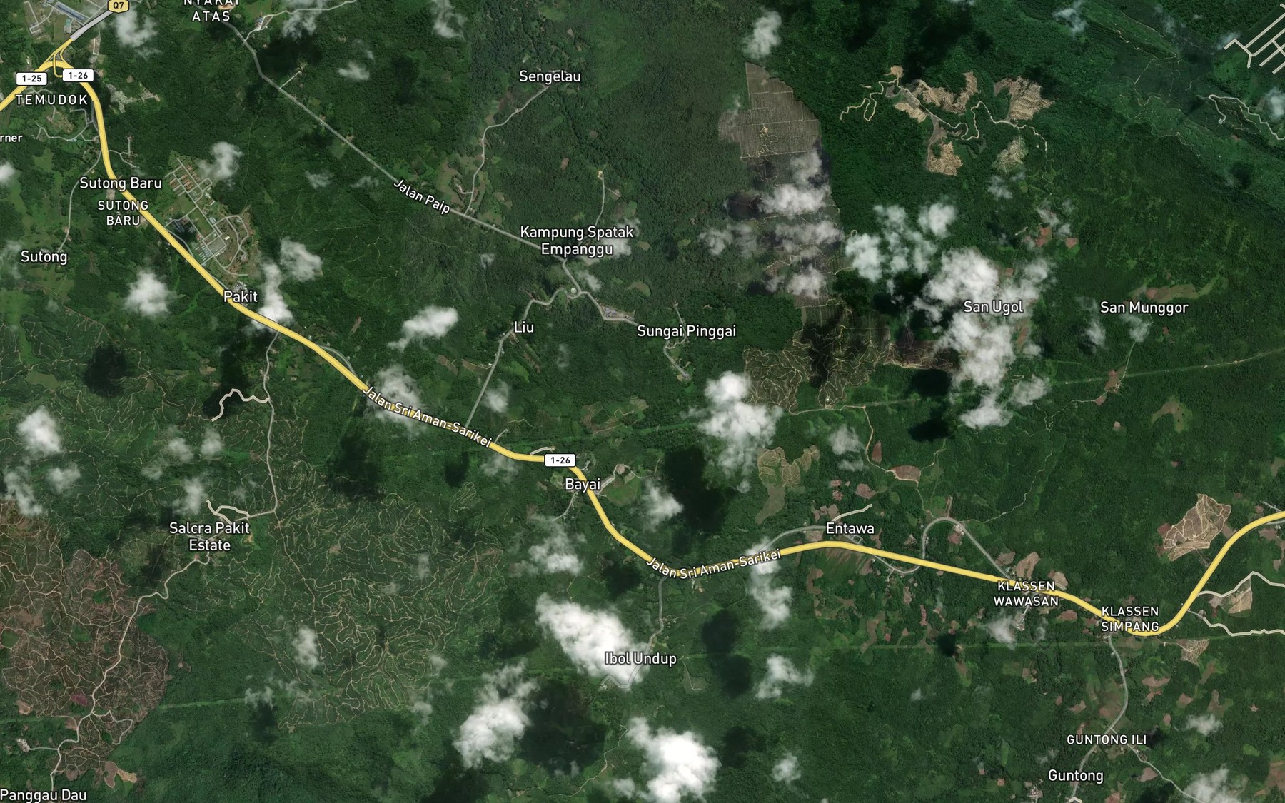 Satellite map of the Sungai Riam Tamba