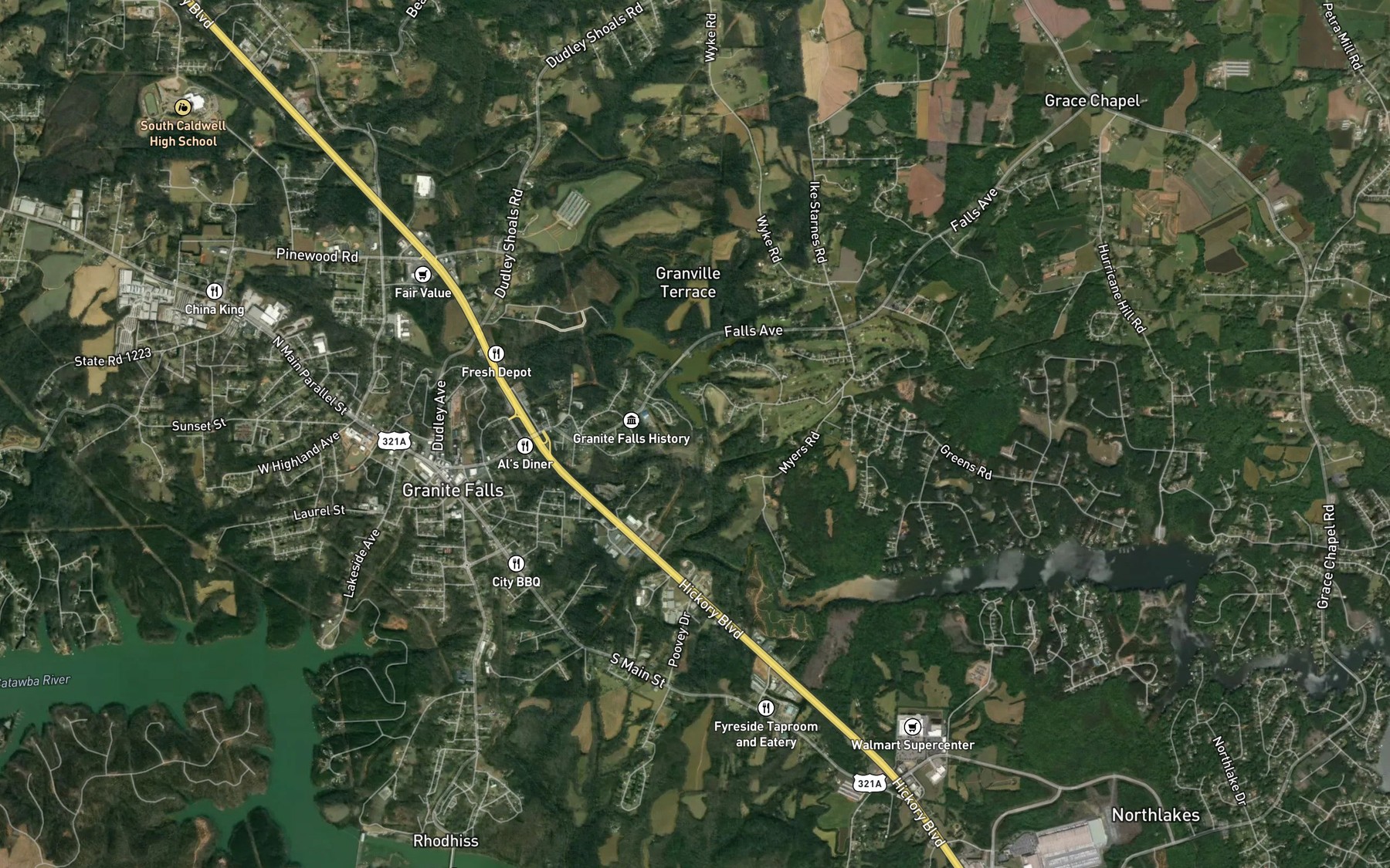 Satellite map of the Old Mill Pond