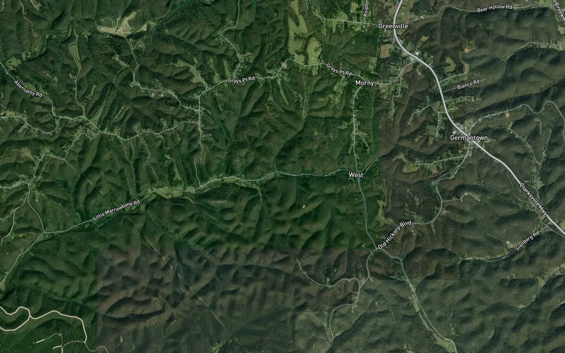 Satellite map of the Setters Lake