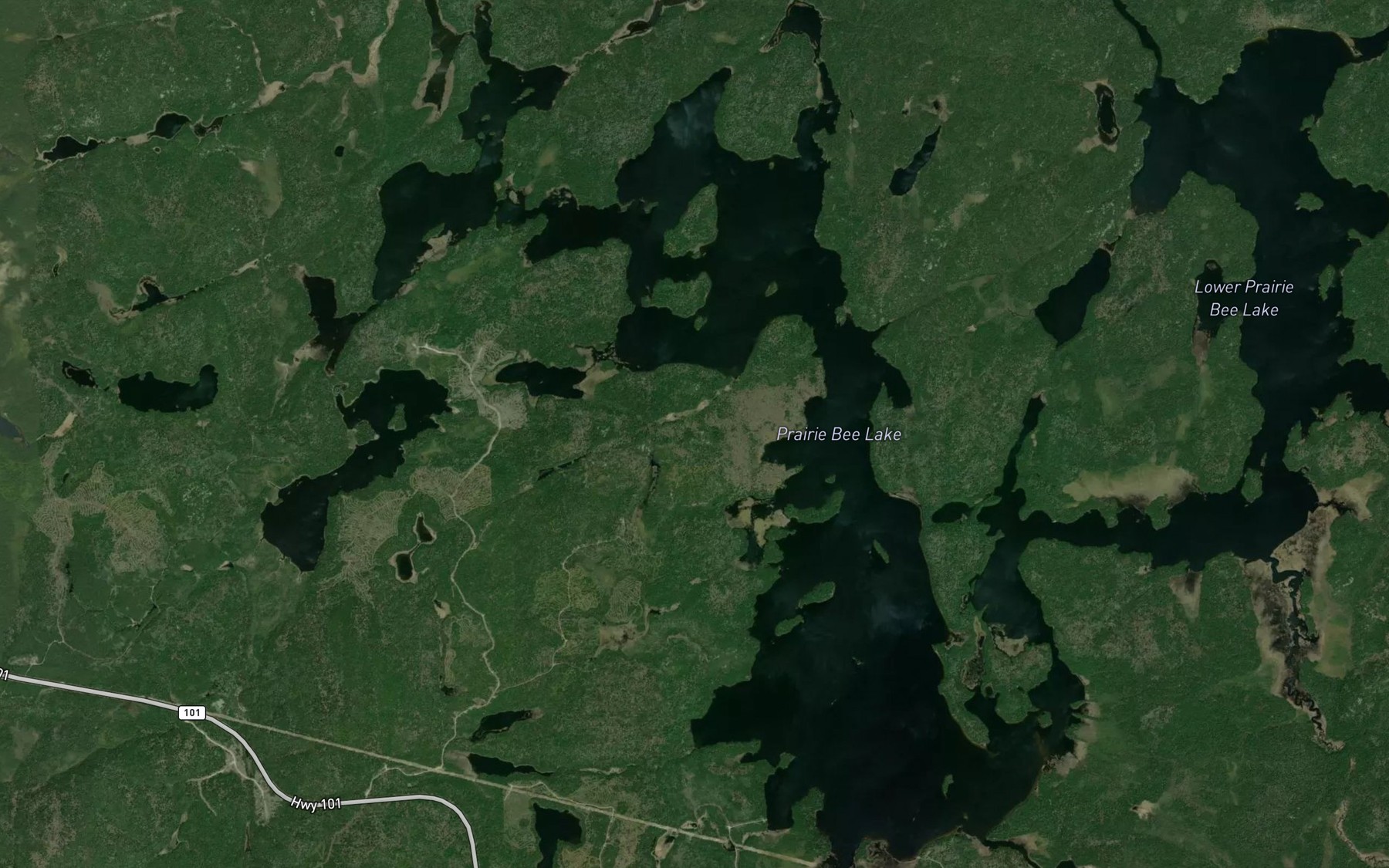 Satellite map of the Prairie Bee Lake