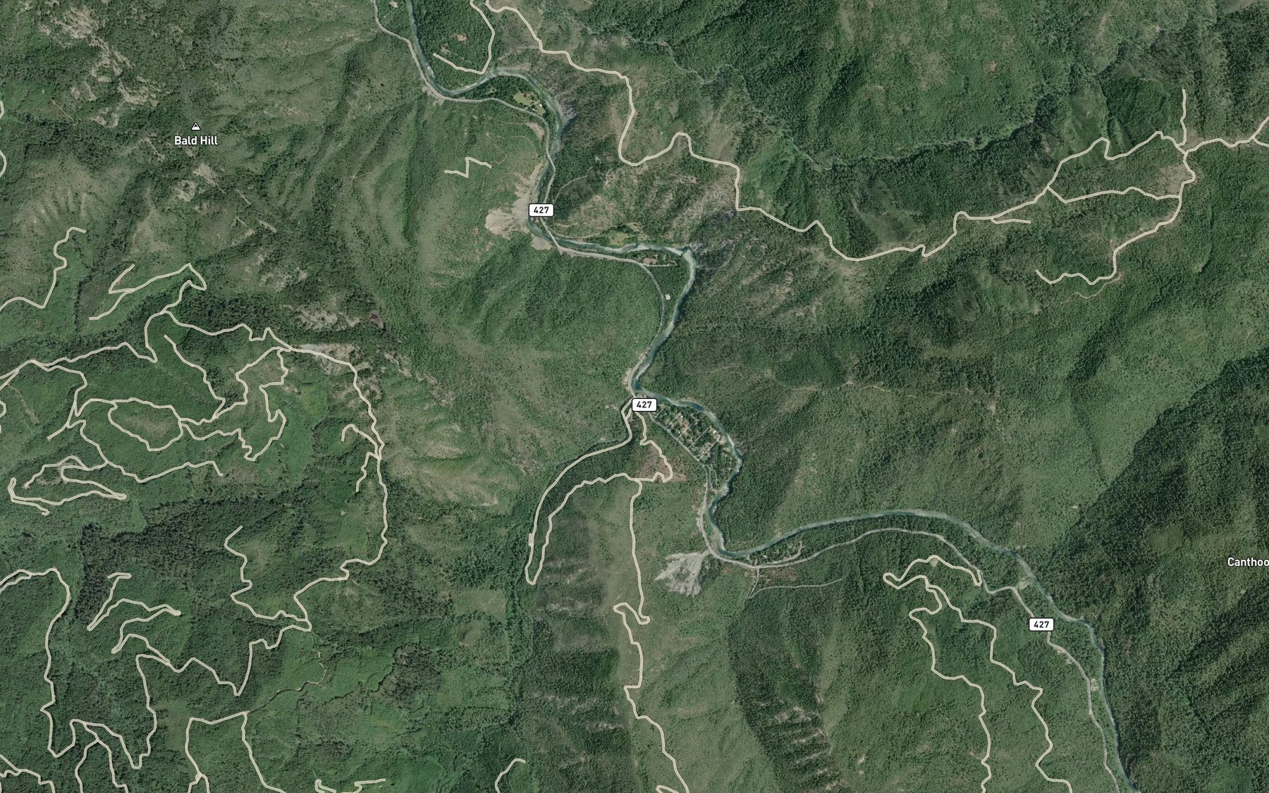 Satellite map of the Rock Creek