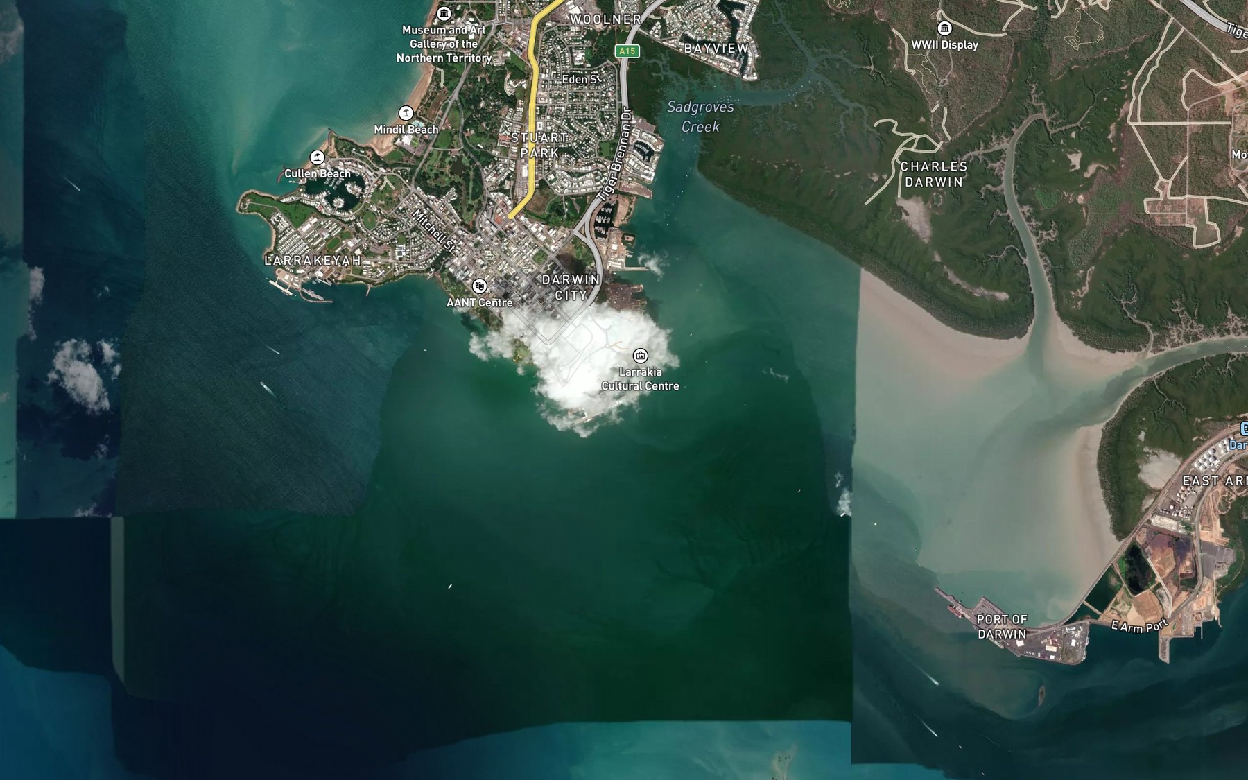 Satellite map of the Kitchener Bay