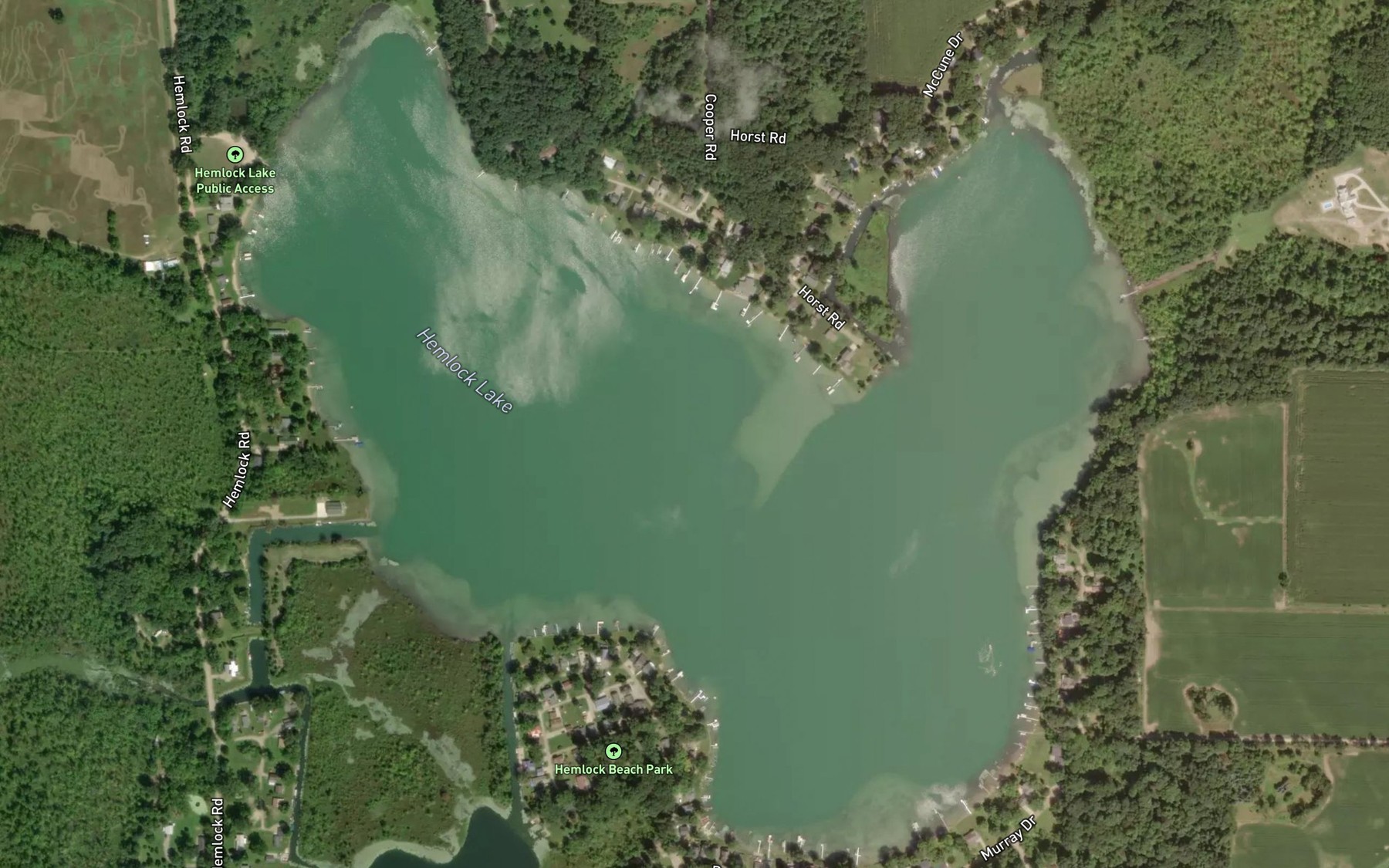 Satellite map of the Hemlock Lake