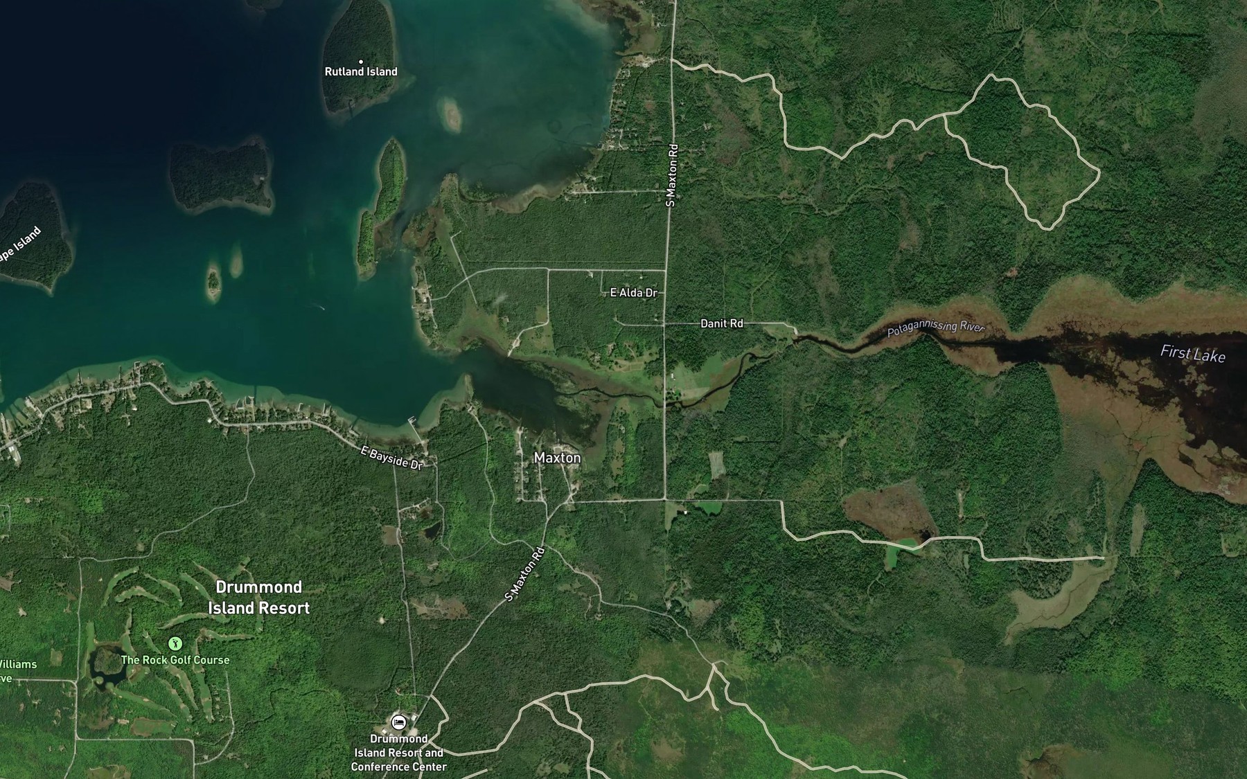 Satellite map of the Potagannissing River
