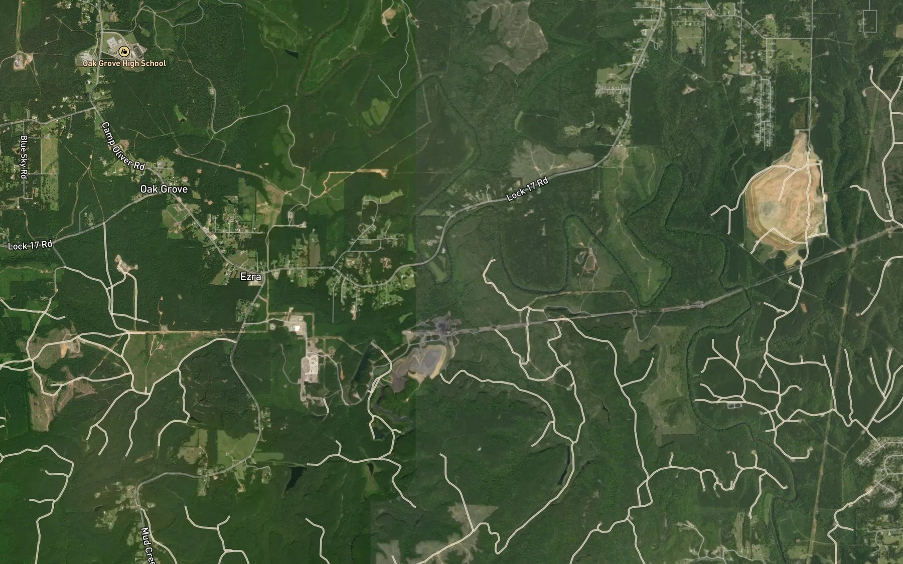 Satellite map of the Lick Branch