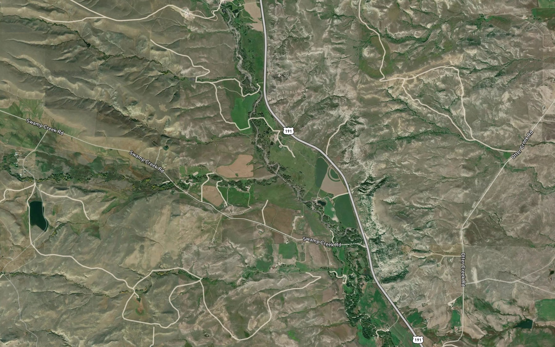 Satellite map of the Swamp Creek
