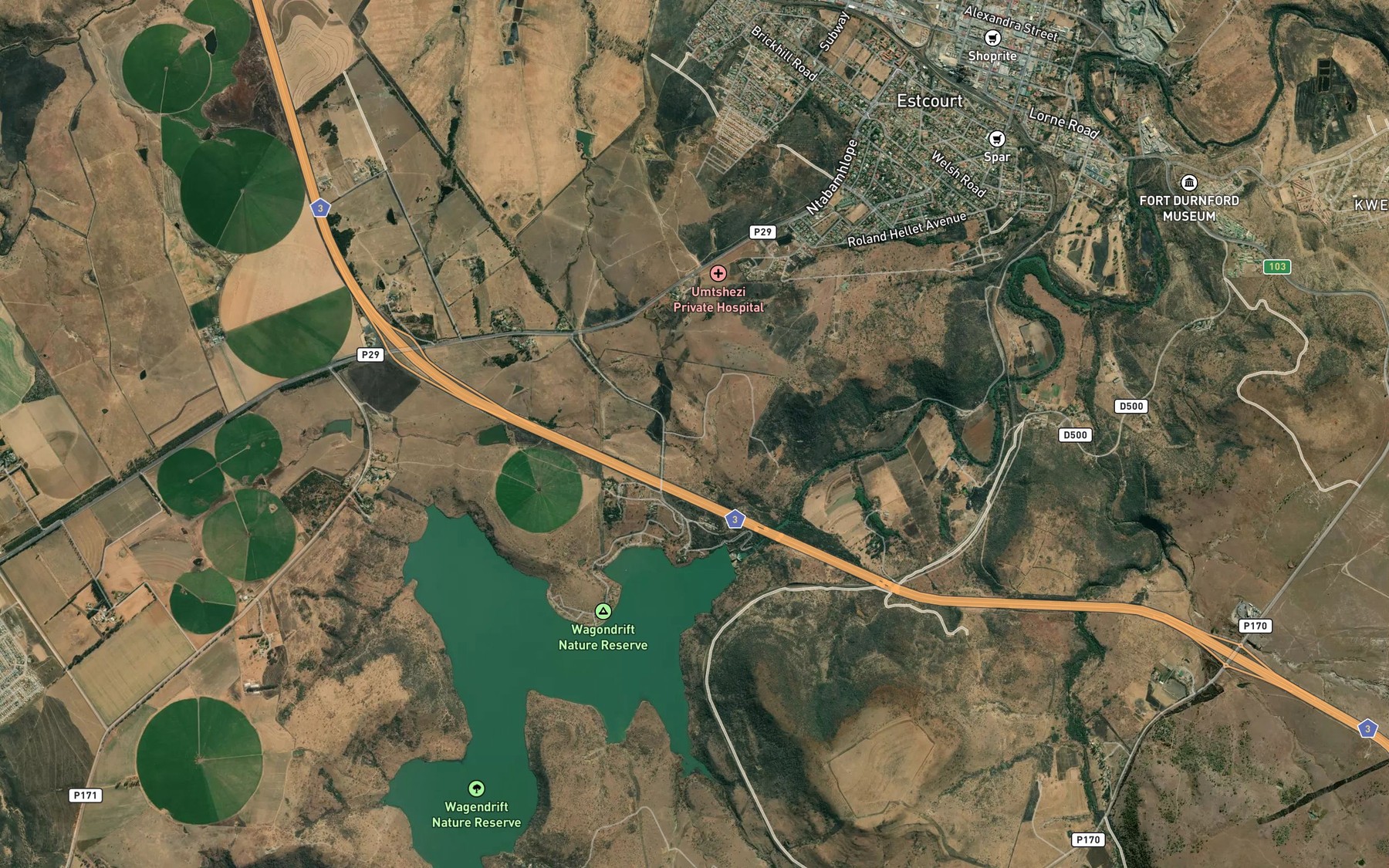 Satellite map of the Sulphur Springs