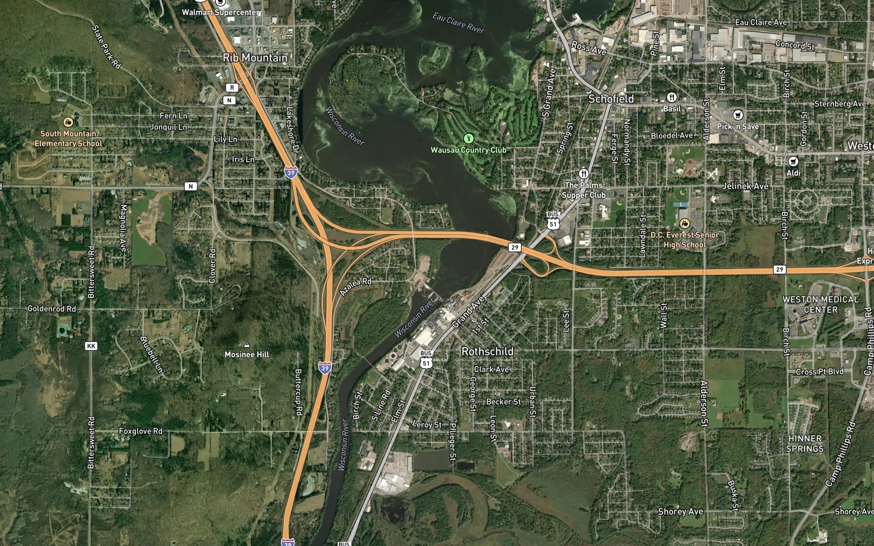 Satellite map of the Dam Portage