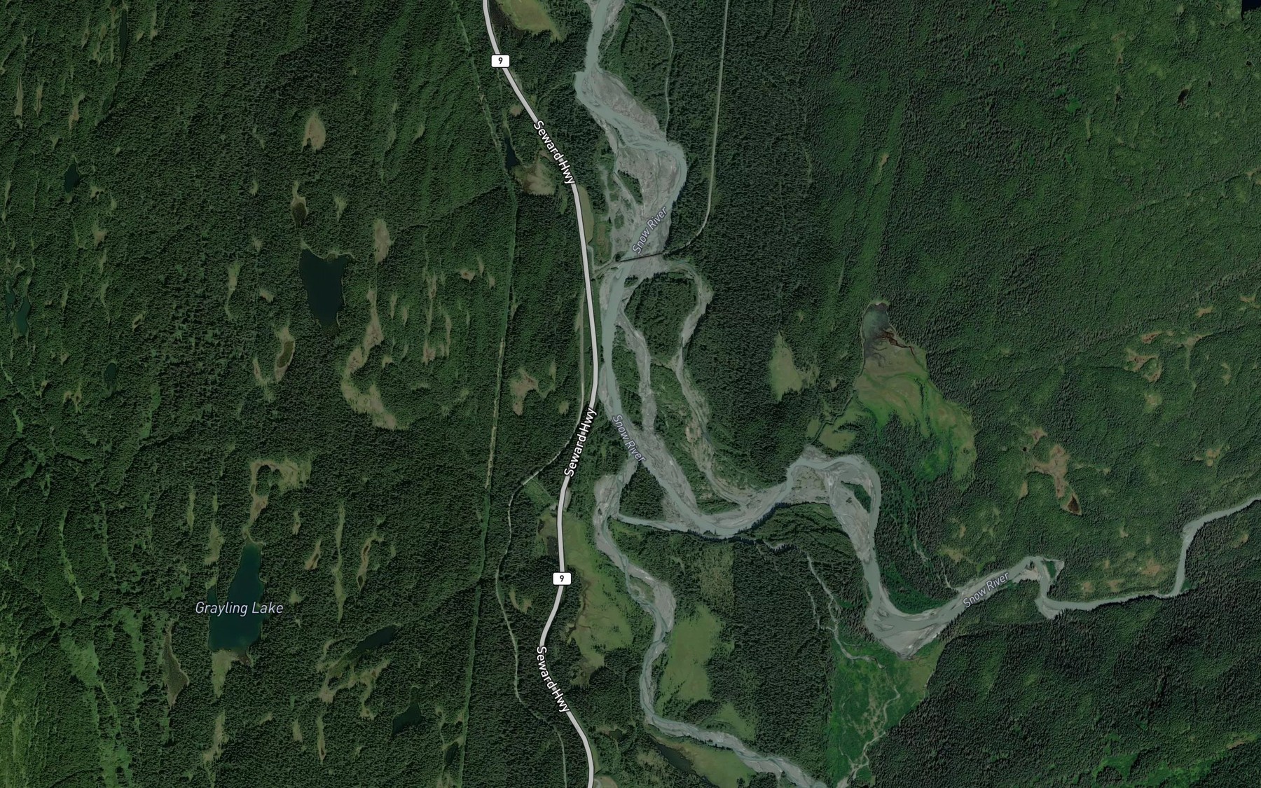 Satellite map of the South Fork Snow River