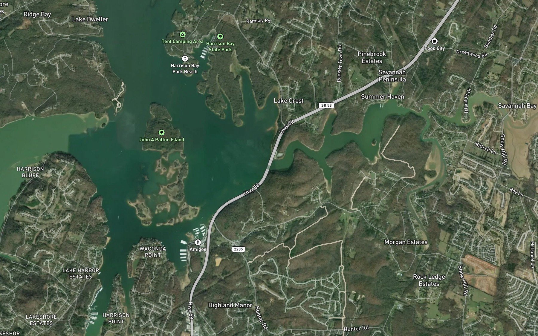 Satellite map of the Wolftever Creek