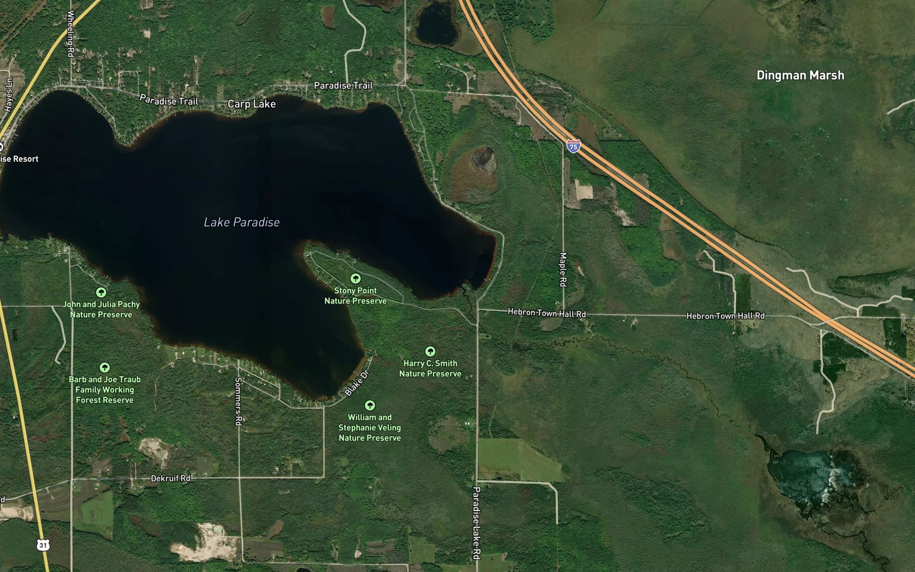 Satellite map of the Mud Creek