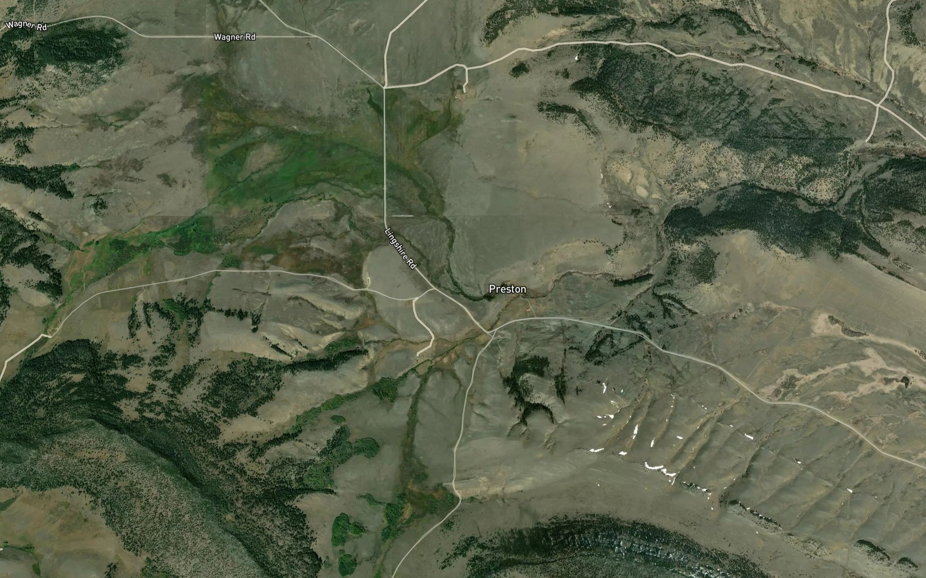 Satellite map of the Wry Creek