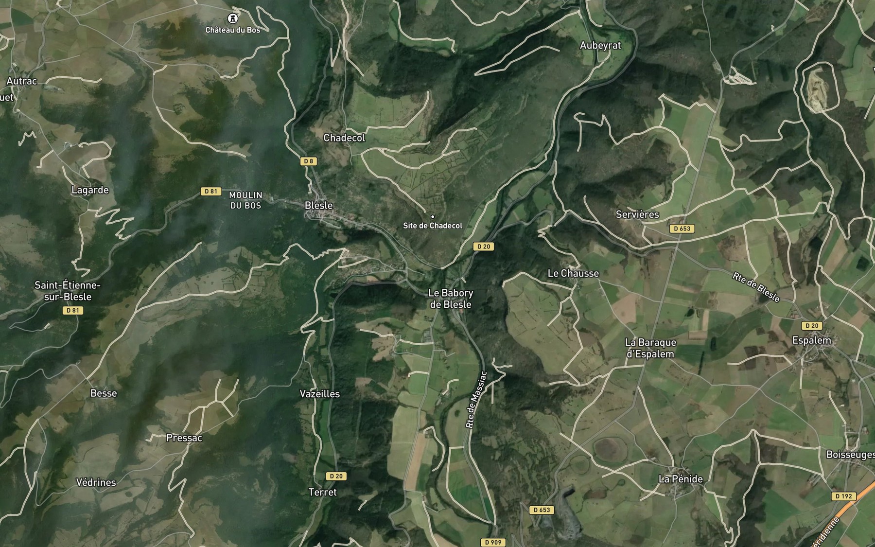 Satellite map of the Ruisseau de Sianne