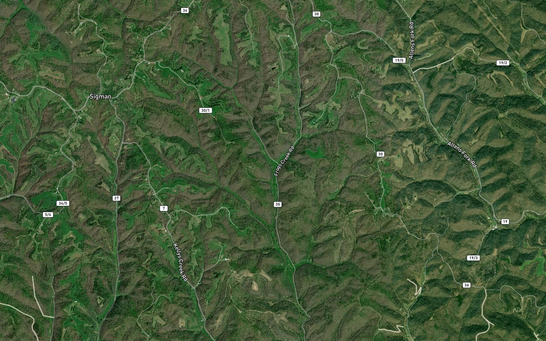 Satellite map of the Tanner Fork