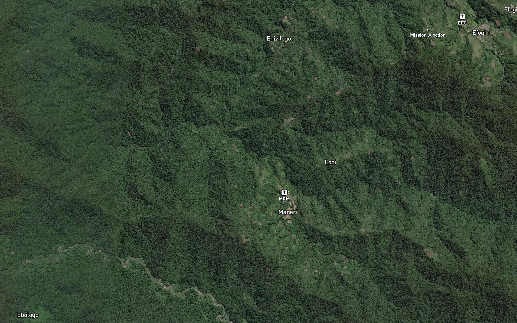 Satellite map of the Emuni River