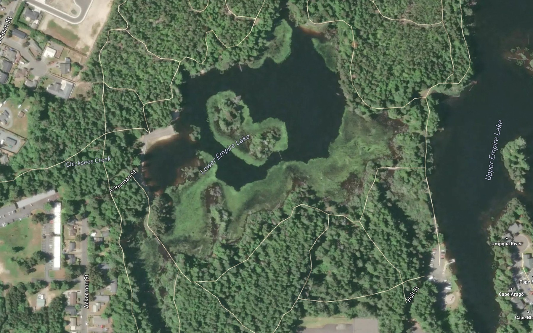 Satellite map of the Lower Empire Lake