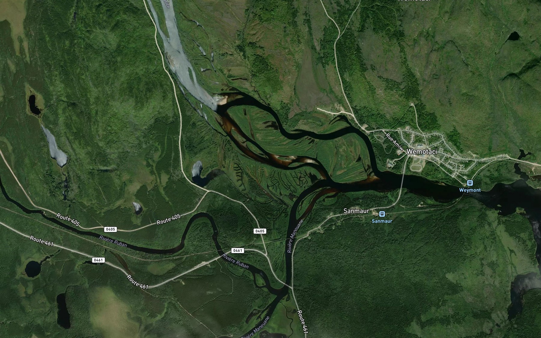 Satellite map of the Ruisseau Atikamekw