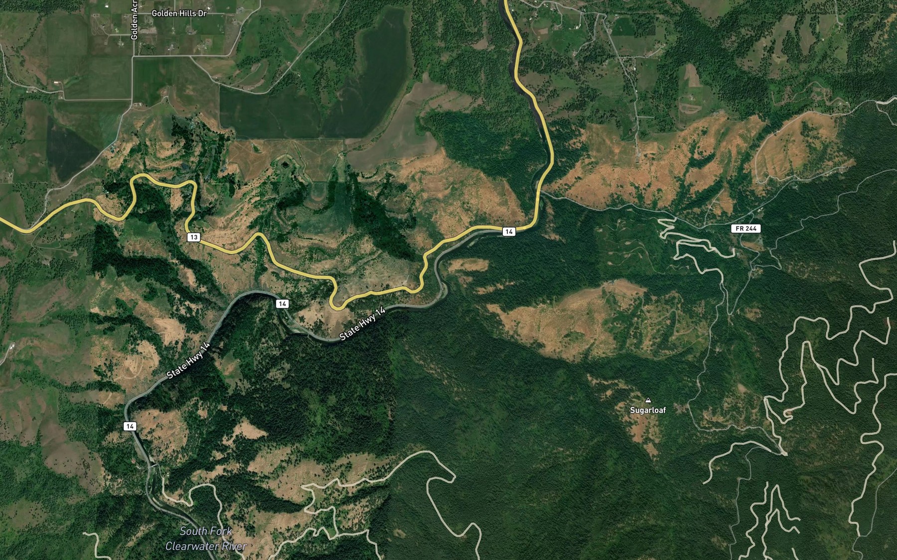 Satellite map of the Lightning Creek