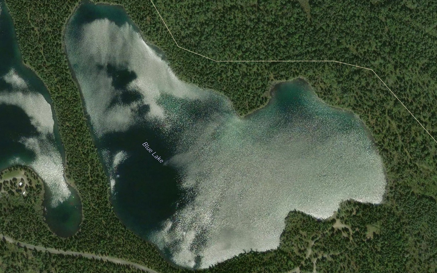 Satellite map of the Blue Lake