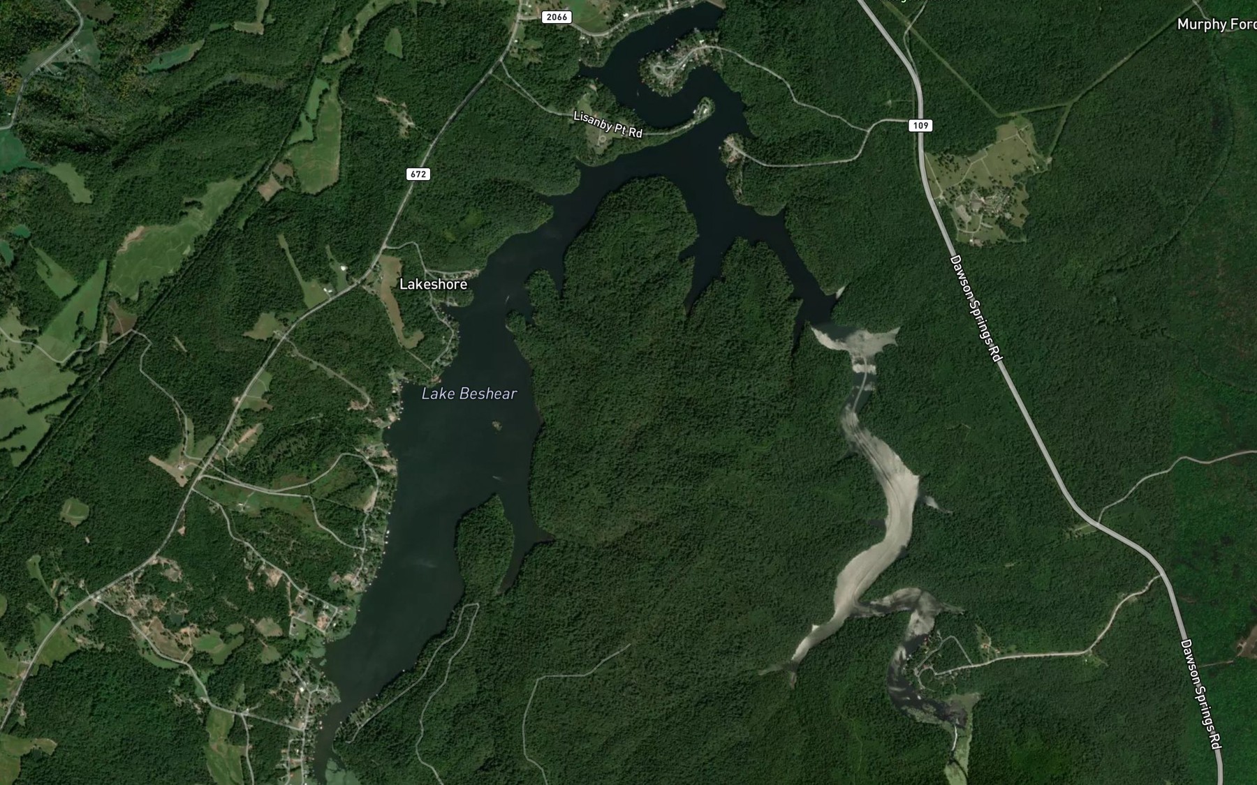Satellite map of the Lake Beshear