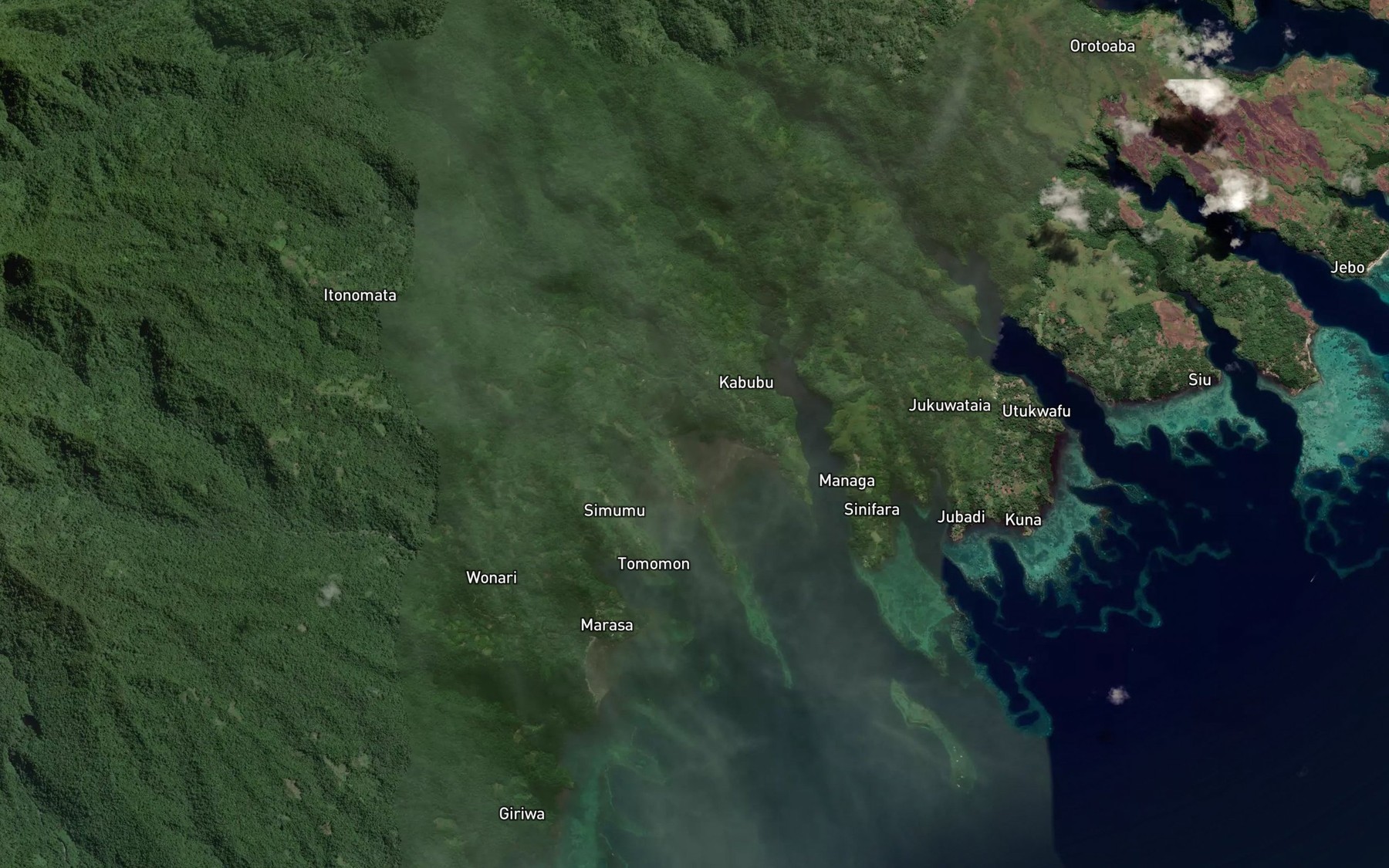 Satellite map of the Awainena Creek