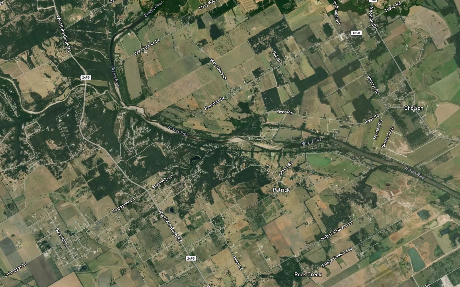 Satellite map of the Possum Creek