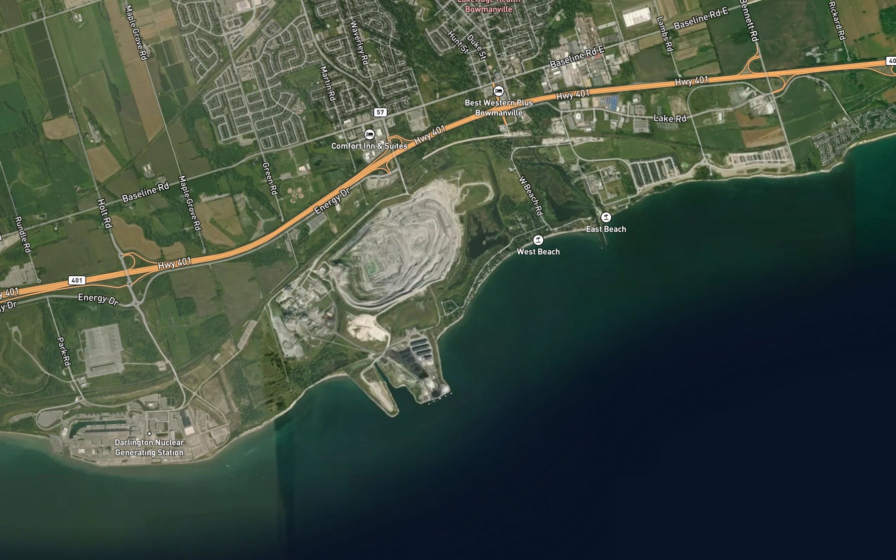 Satellite map of the Darlington Creek