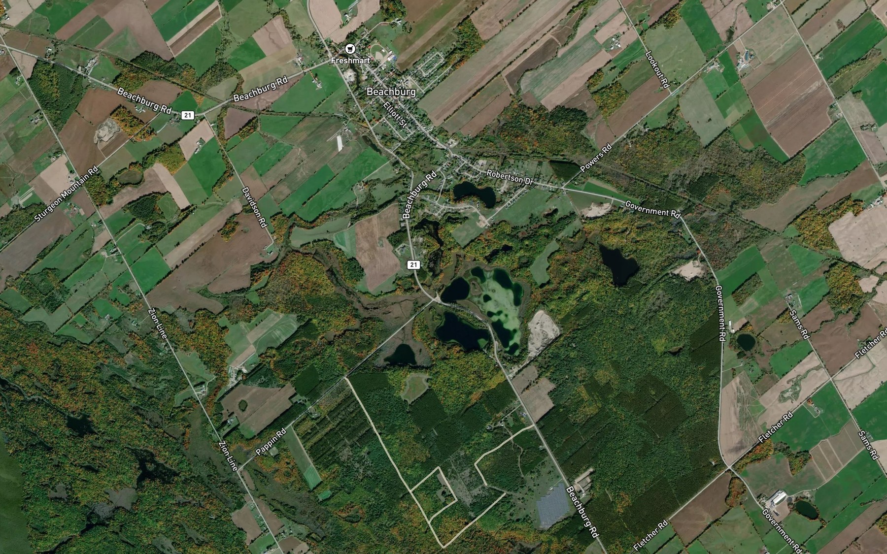 Satellite map of the Little Lakes