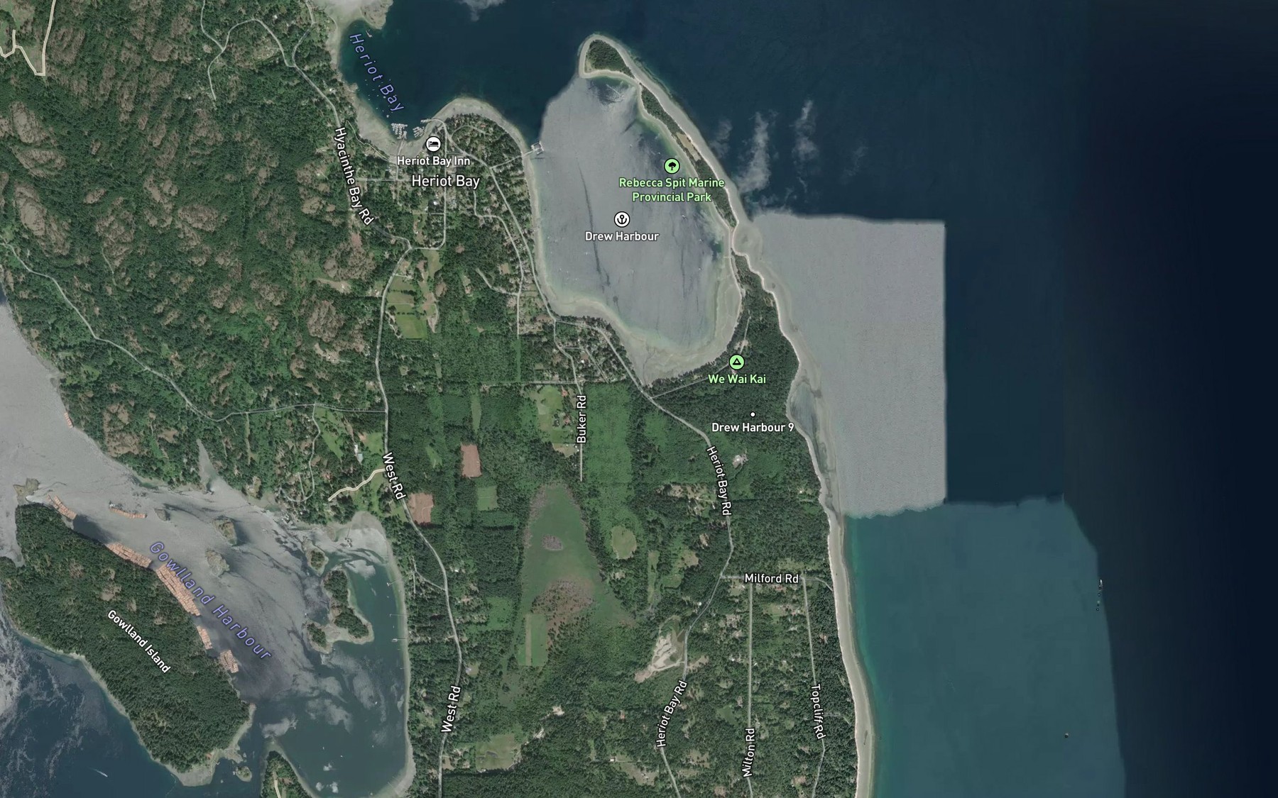 Satellite map of the Drew Creek