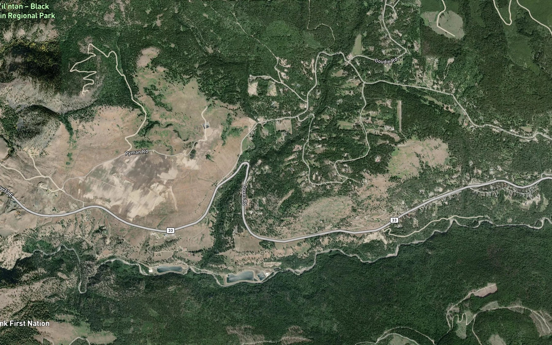 Satellite map of the Prather Creek