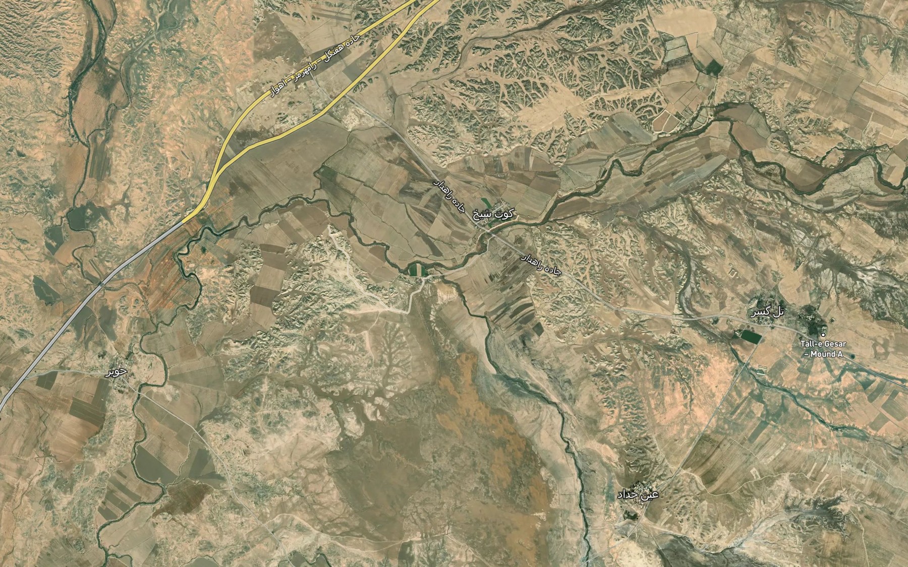 Satellite map of the Rudkhaneh-ye Maleh