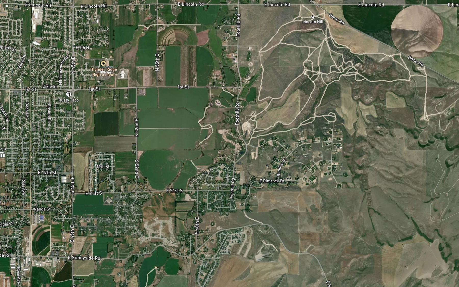 Satellite map of the Hillside Canal