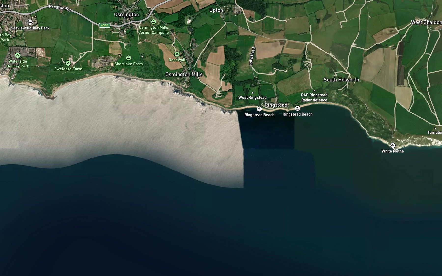 Satellite map of the Ringstead Ledge